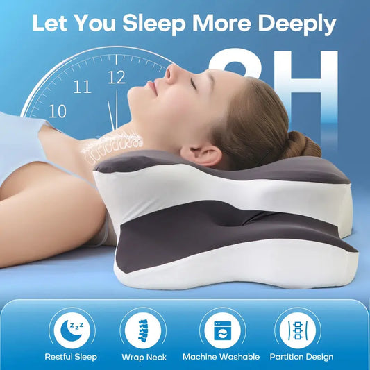 Cooling Contour Pillow – Dual Neck Support + Arm Space for Side Sleepers